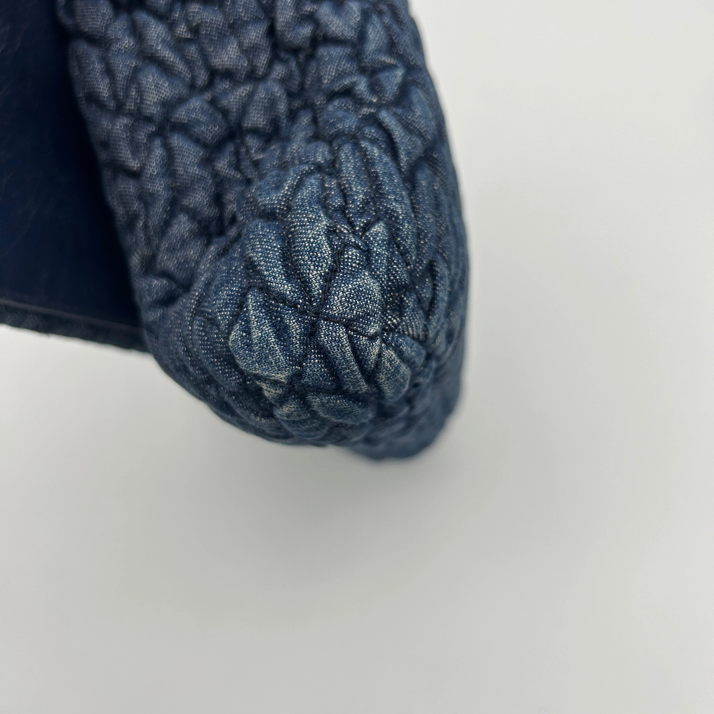 Miu Miu Blue Matelass Denim Leather Crystal Shoulder Bag