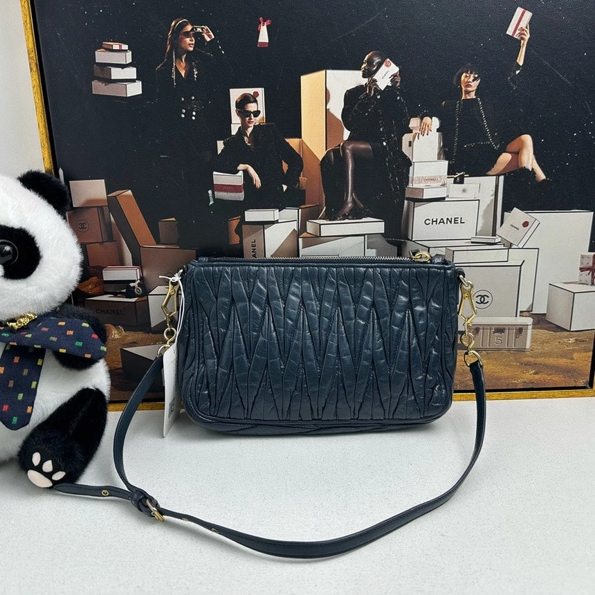 Miu Miu Matelass Leather Shoulder Bag Blue