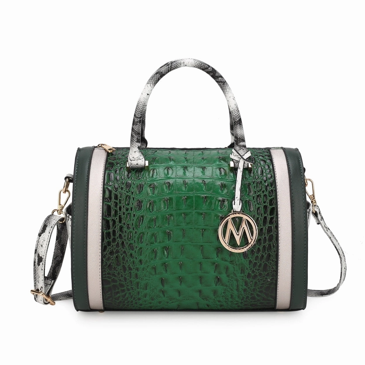 Mkfcollection Eleanor Embossed Shoulder Bag Vegan Leather Designer Handbag