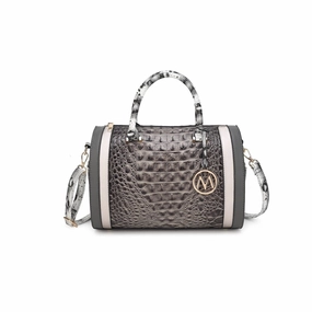 Mkfcollection Eleanor Embossed Shoulder Bag Vegan Leather Designer Handbag
