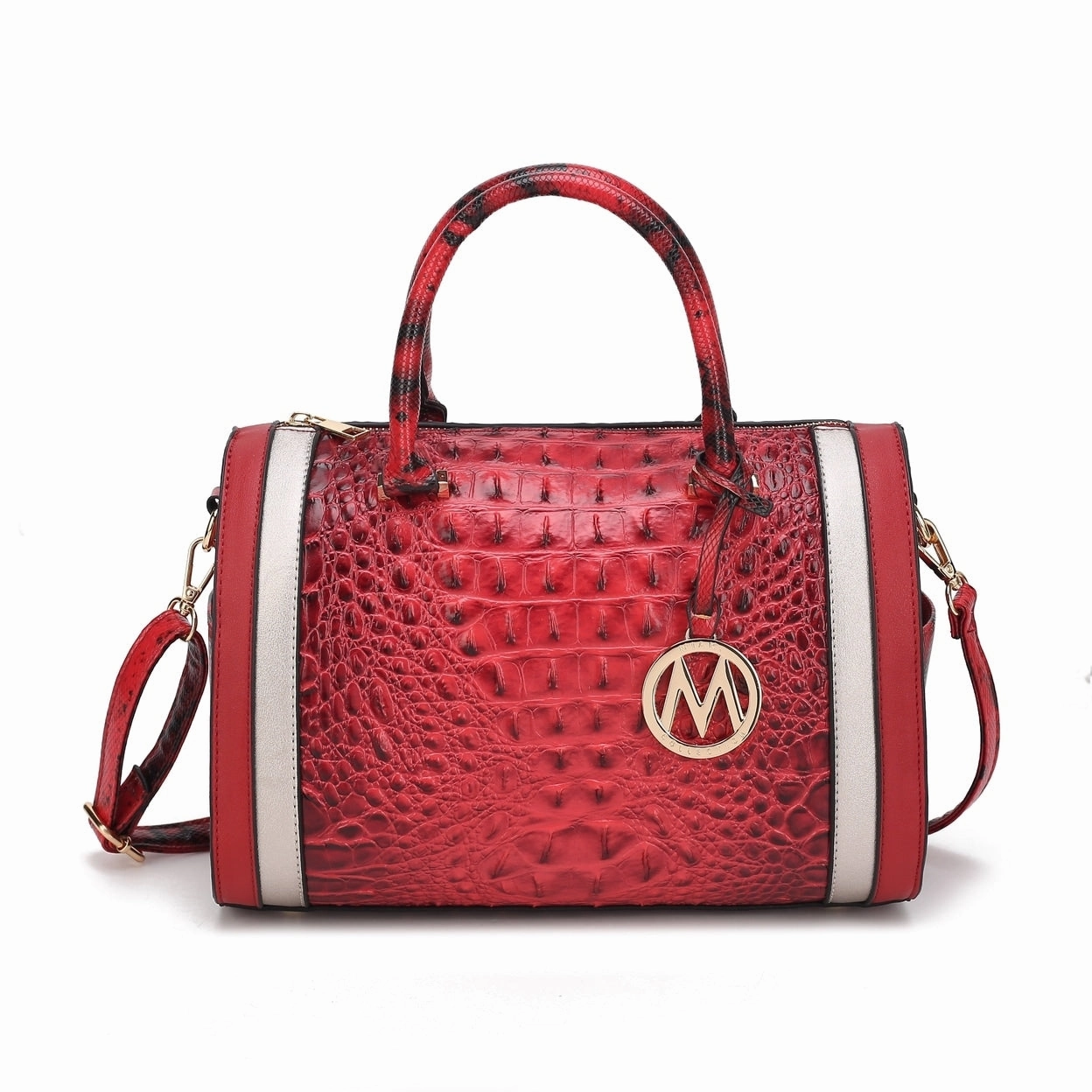Mkfcollection Eleanor Embossed Shoulder Bag Vegan Leather Designer Handbag
