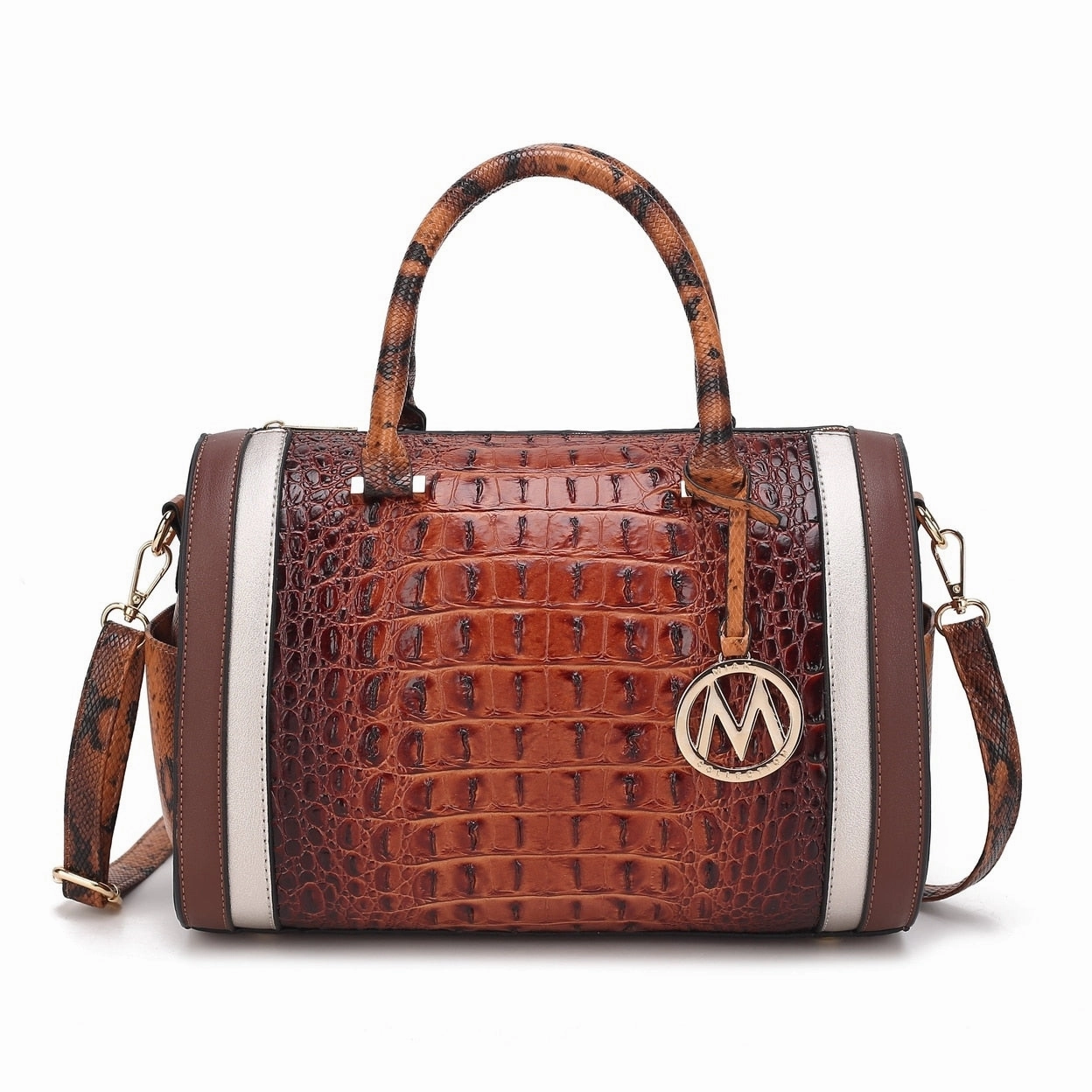 Mkfcollection Eleanor Embossed Shoulder Bag Vegan Leather Designer Handbag