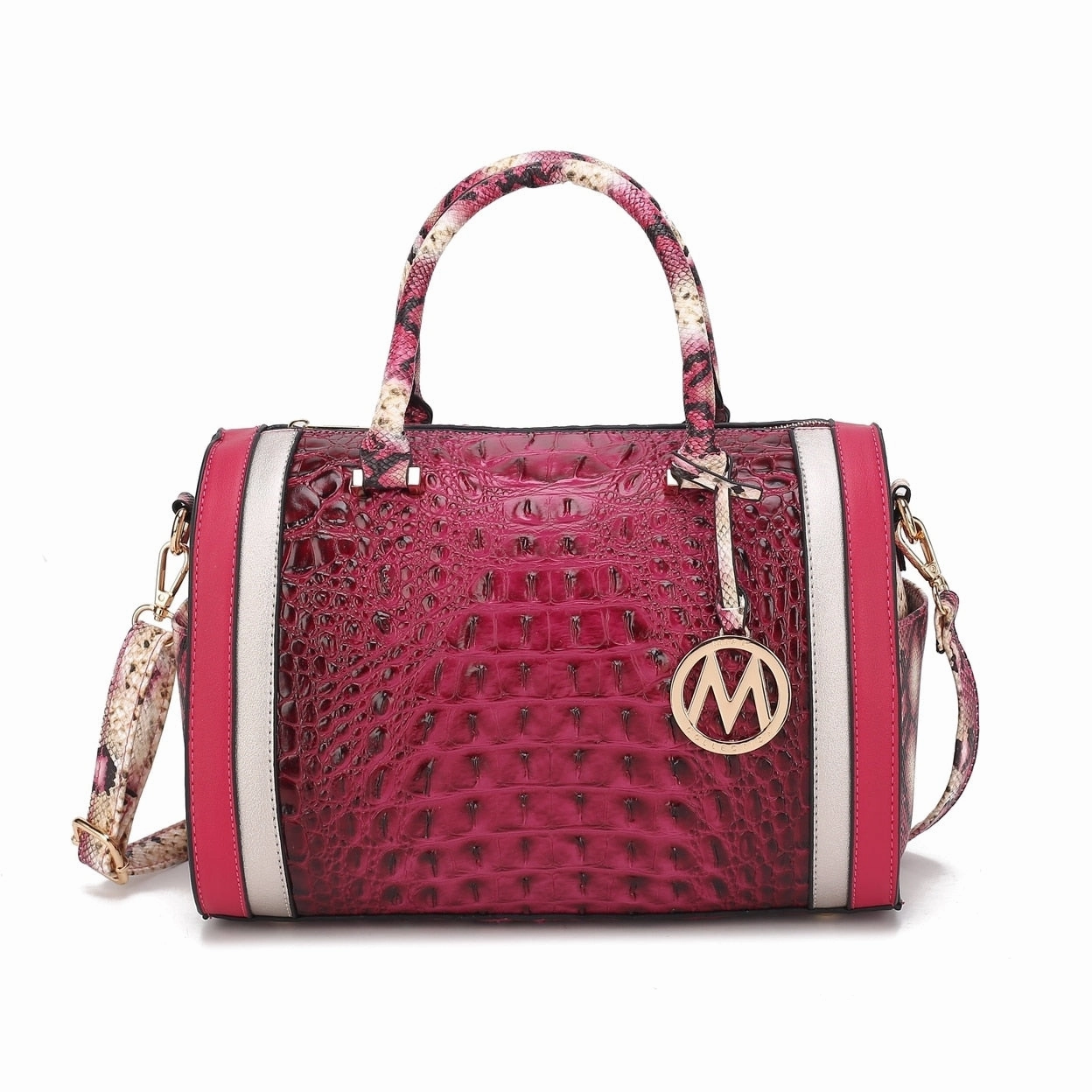 Mkfcollection Eleanor Embossed Shoulder Bag Vegan Leather Designer Handbag