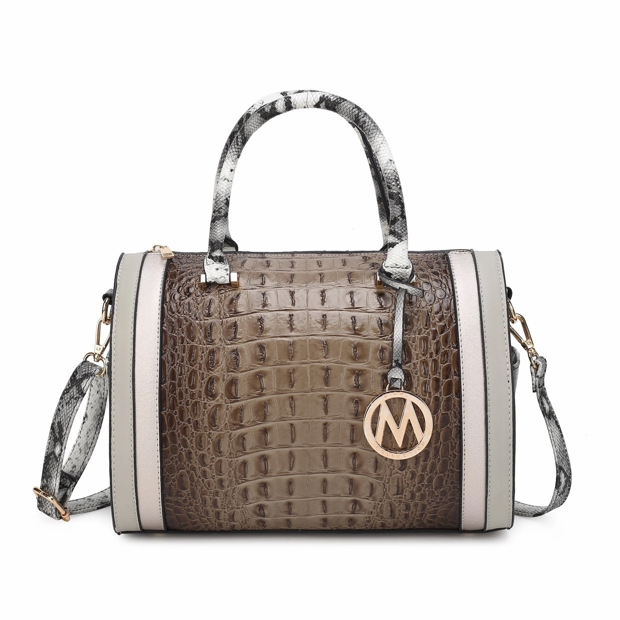 Mkfcollection Eleanor Embossed Shoulder Bag Vegan Leather Designer Handbag