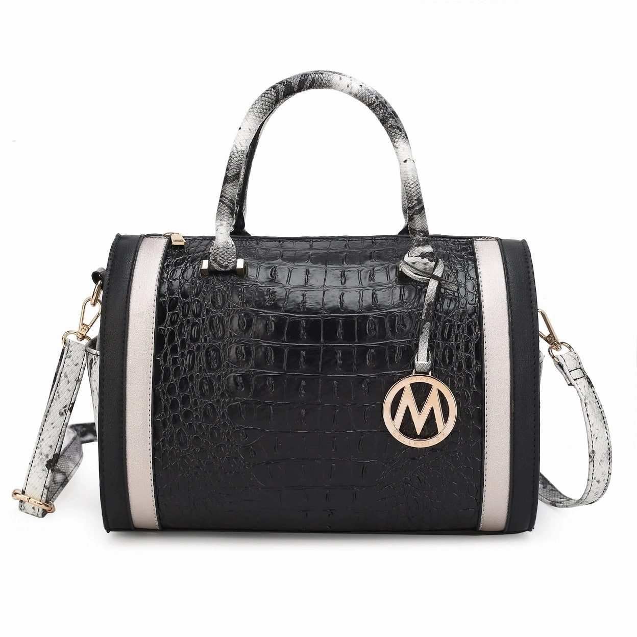 Mkfcollection Eleanor Embossed Shoulder Bag Vegan Leather Designer Handbag