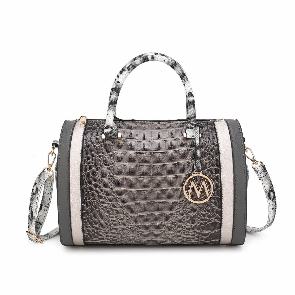 Mkfcollection Eleanor Embossed Shoulder Bag Vegan Leather Designer Handbag