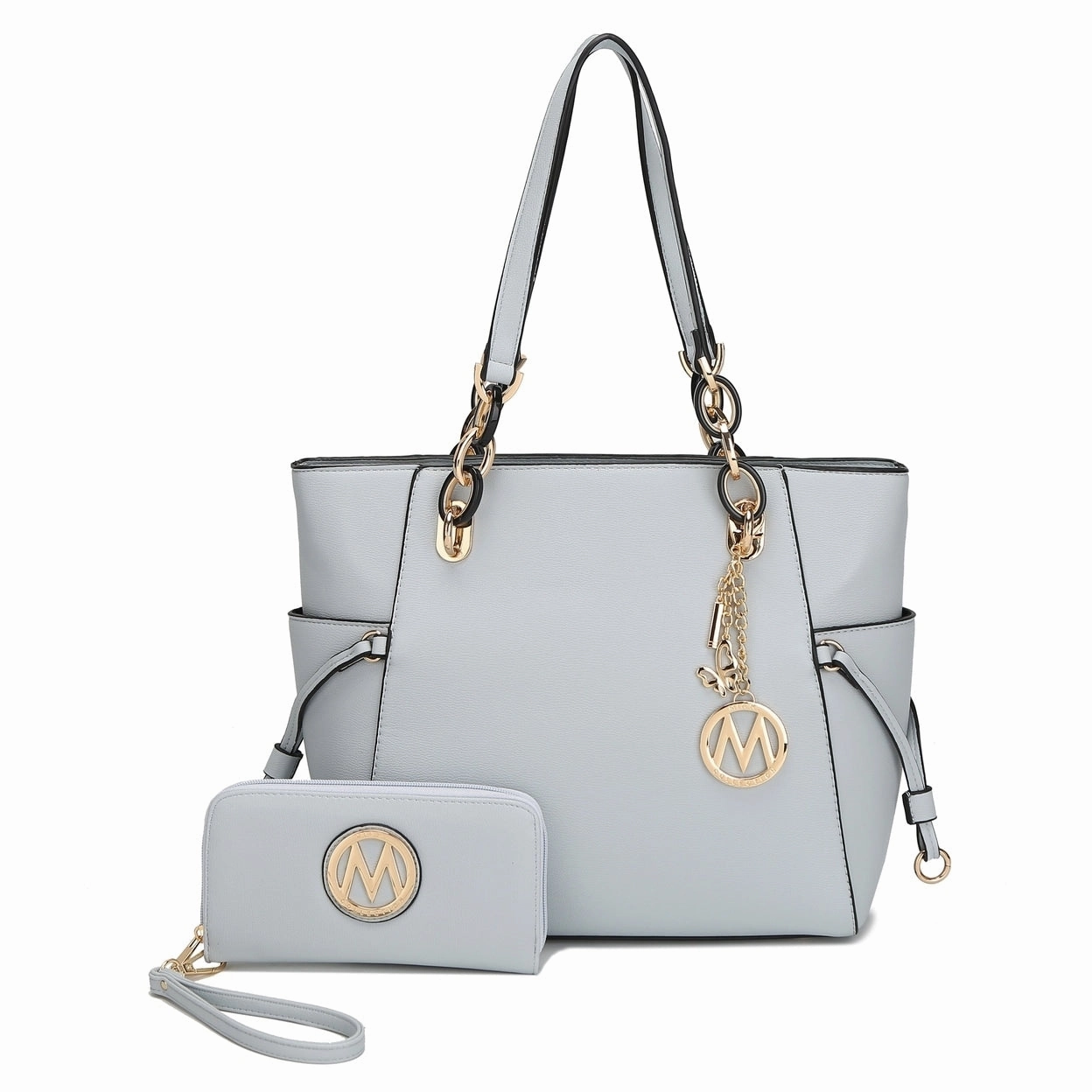 Mkfcollection Yale Tote Bag With Wallet Set Vegan Leather Designer Handbag