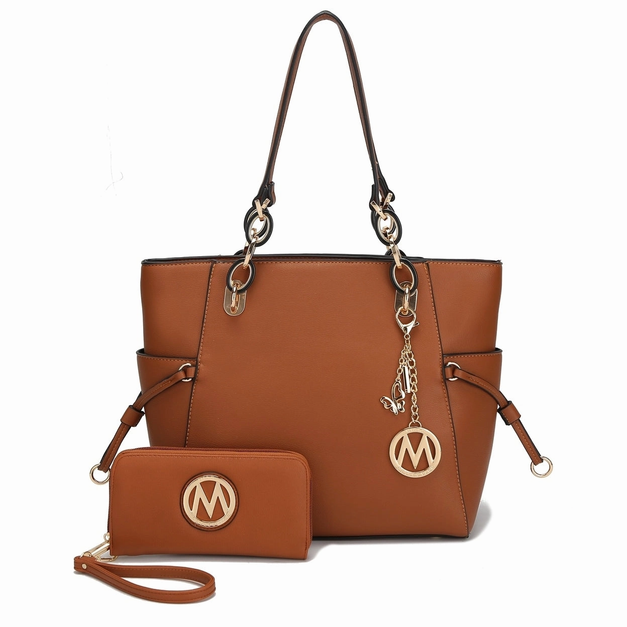 Mkfcollection Yale Tote Bag With Wallet Set Vegan Leather Designer Handbag