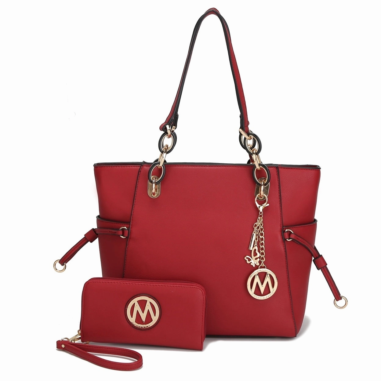 Mkfcollection Yale Tote Bag With Wallet Set Vegan Leather Designer Handbag