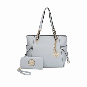 Mkfcollection Yale Tote Bag With Wallet Set Vegan Leather Designer Handbag