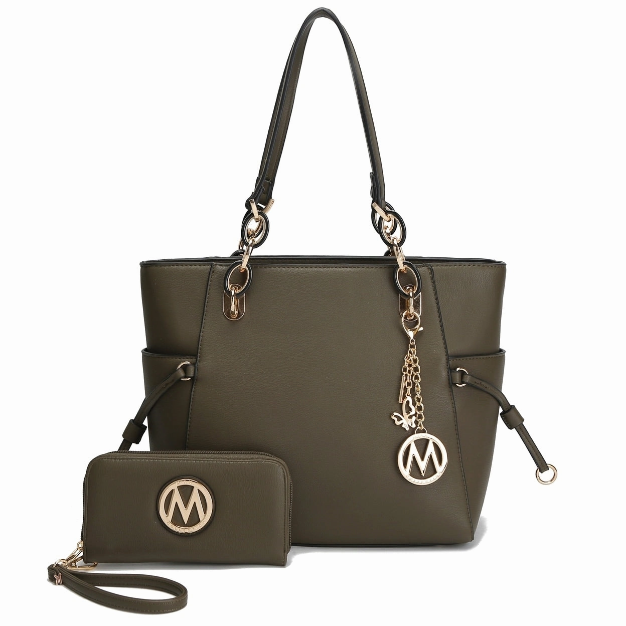 Mkfcollection Yale Tote Bag With Wallet Set Vegan Leather Designer Handbag
