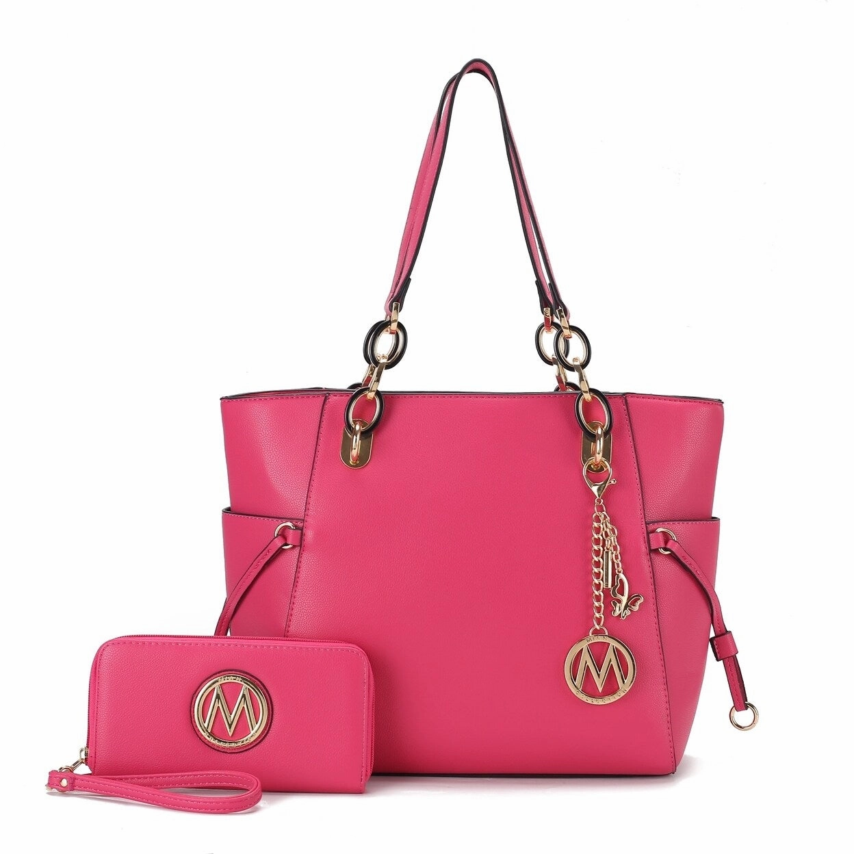 Mkfcollection Yale Tote Bag With Wallet Set Vegan Leather Designer Handbag