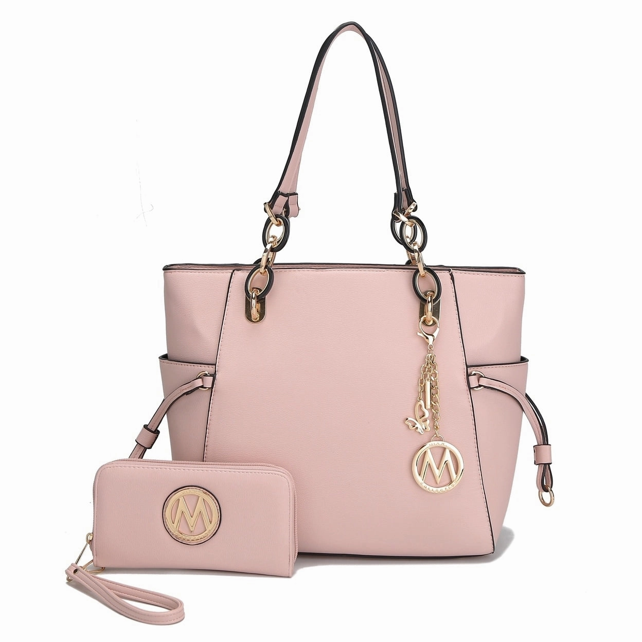 Mkfcollection Yale Tote Bag With Wallet Set Vegan Leather Designer Handbag