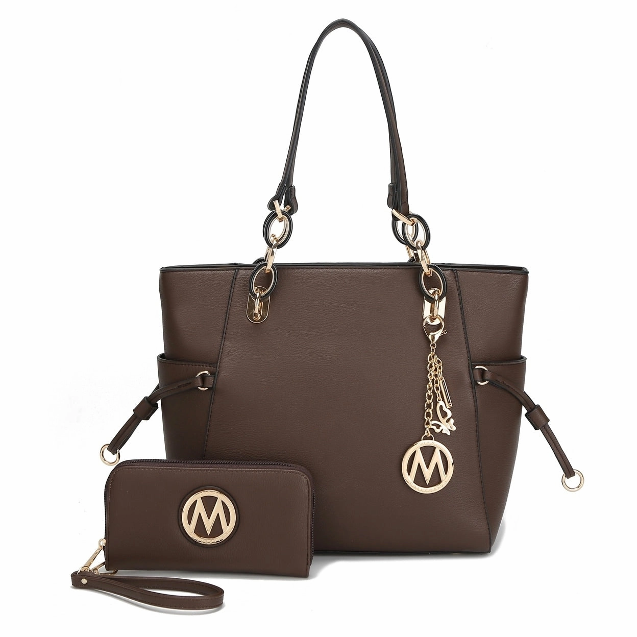 Mkfcollection Yale Tote Bag With Wallet Set Vegan Leather Designer Handbag
