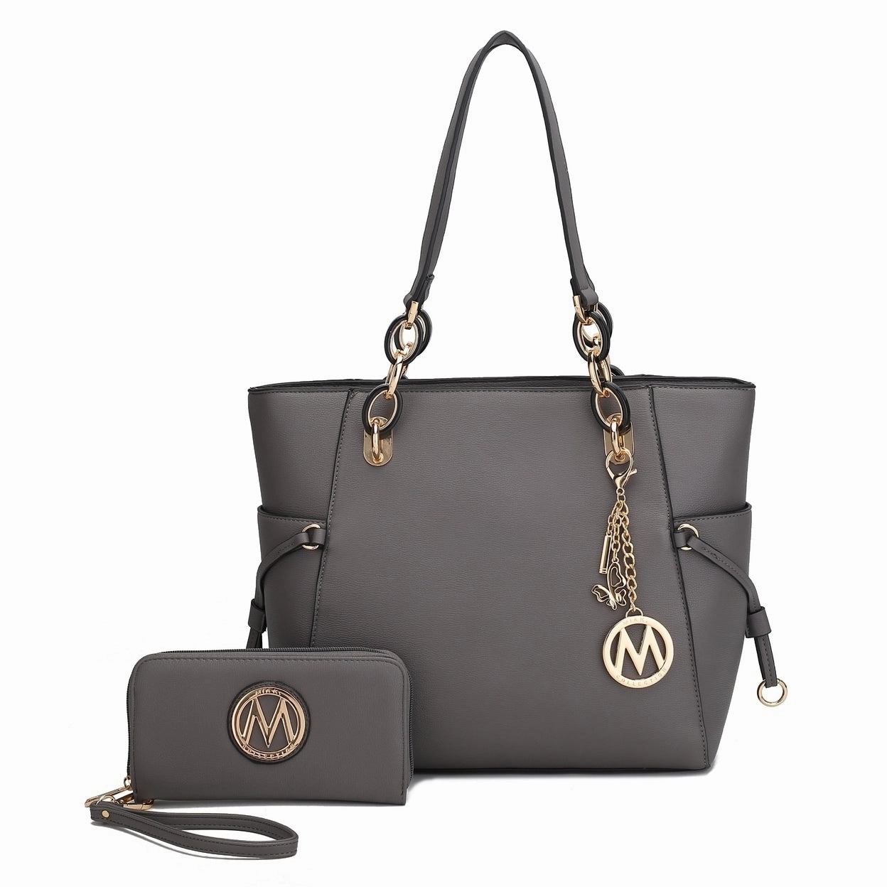 Mkfcollection Yale Tote Bag With Wallet Set Vegan Leather Designer Handbag