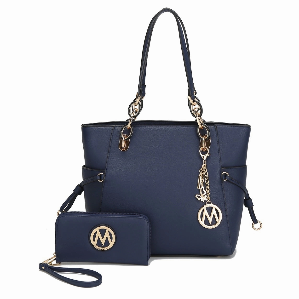 Mkfcollection Yale Tote Bag With Wallet Set Vegan Leather Designer Handbag