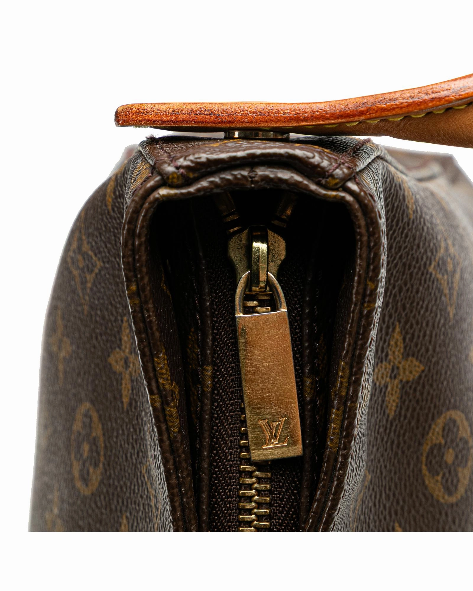 Monogram Canvas Shoulder Bag with Rolled Leather Strap