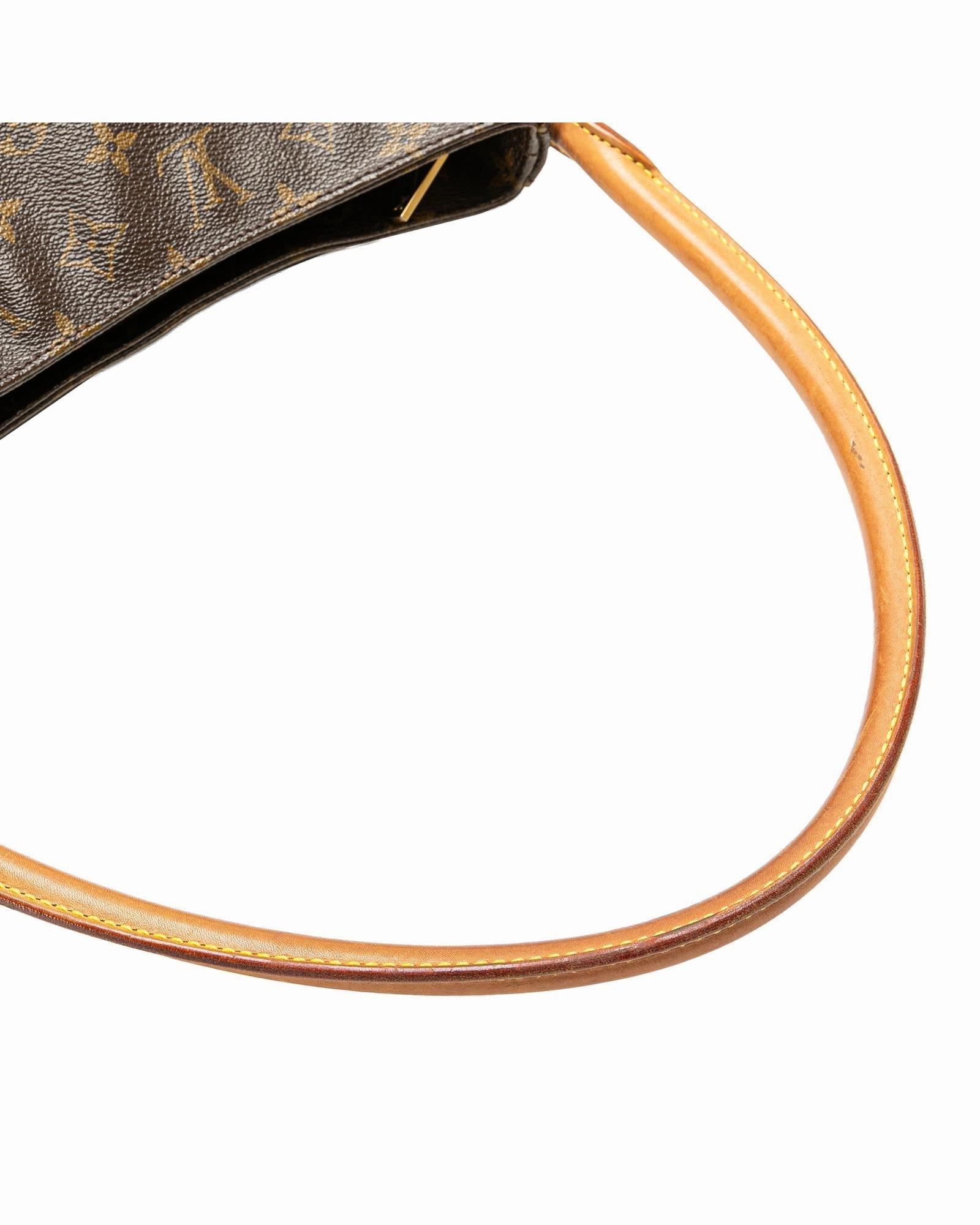 Monogram Canvas Shoulder Bag with Rolled Leather Strap