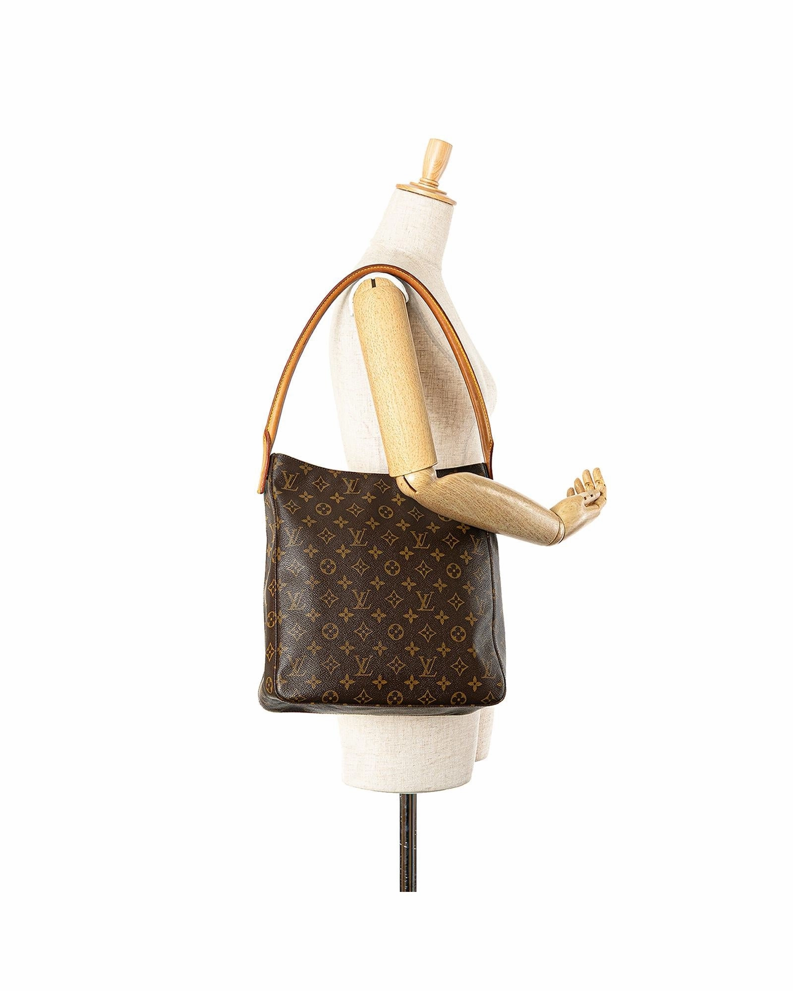 Monogram Canvas Shoulder Bag with Rolled Leather Strap