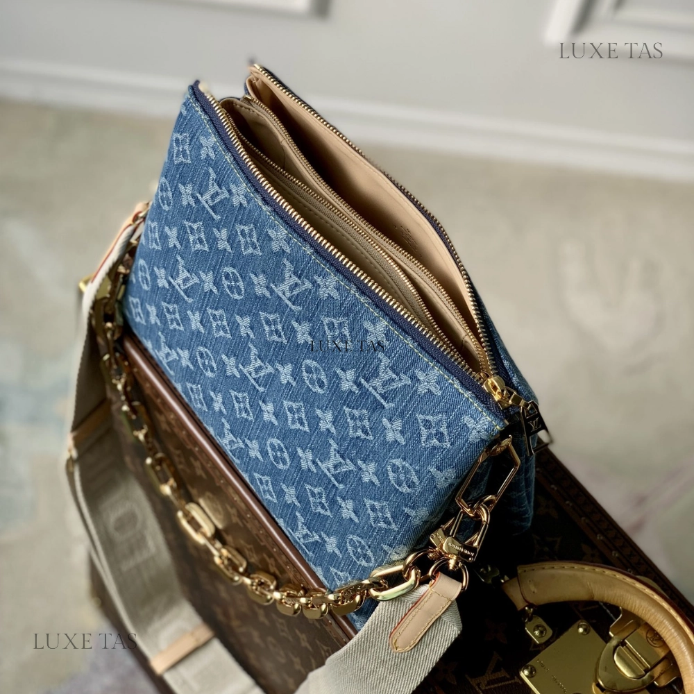 Monogram Denim Coussin PM Leather Crossbody Bag for Women