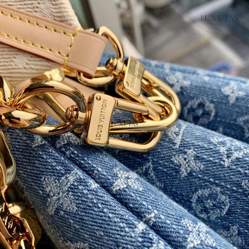 Monogram Denim Coussin PM Leather Crossbody Bag for Women