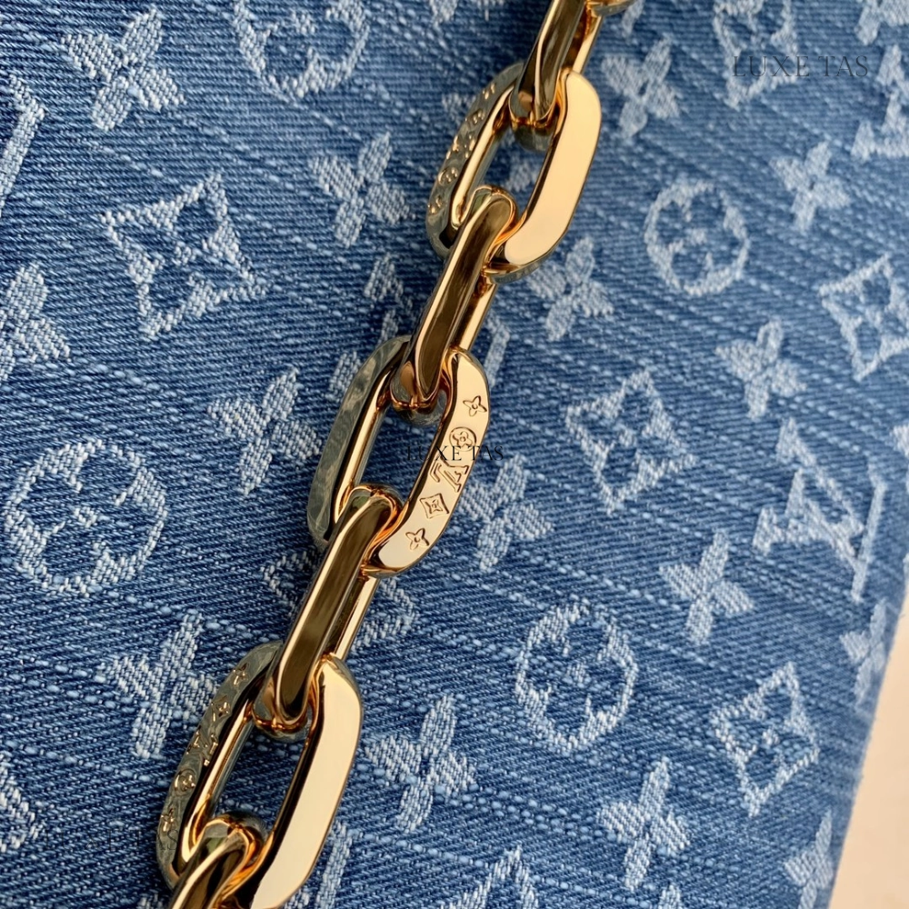 Monogram Denim Coussin PM Leather Crossbody Bag for Women
