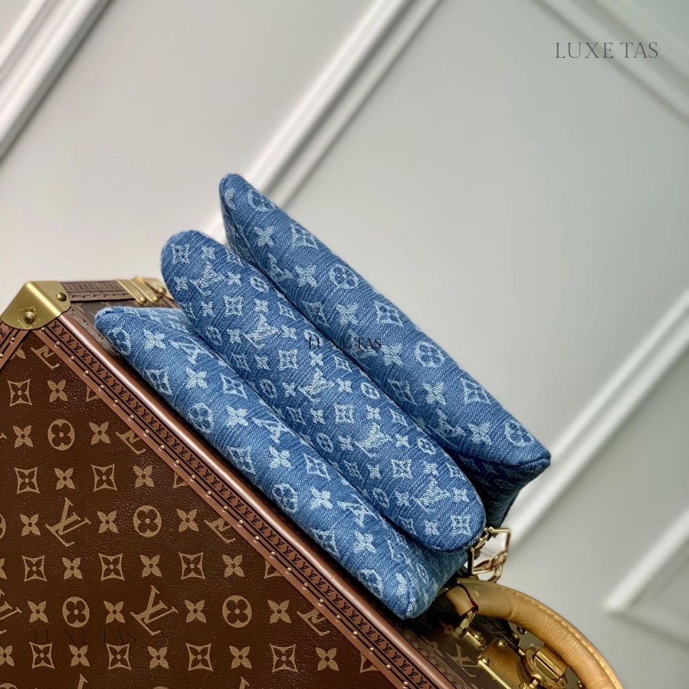 Monogram Denim Coussin PM Leather Crossbody Bag for Women