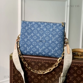 Monogram Denim Coussin PM Leather Crossbody Bag for Women