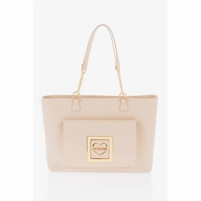 Moschino LOVE Faux Leather Tote Bag with Golden Details