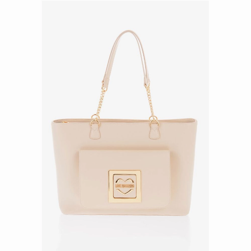Moschino LOVE Faux Leather Tote Bag with Golden Details