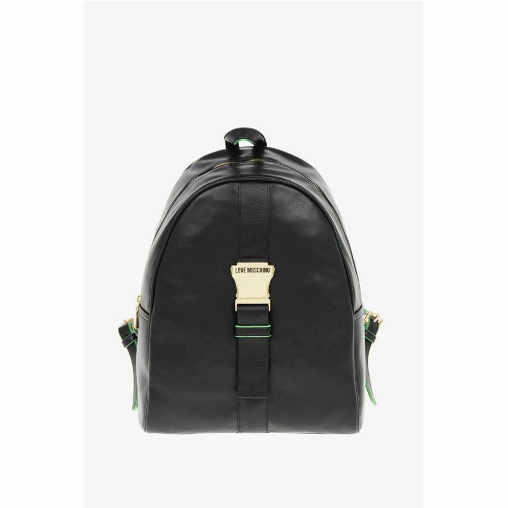 Moschino LOVE Logoed Shoulder Strap Faux Leather SAFETY Backpack