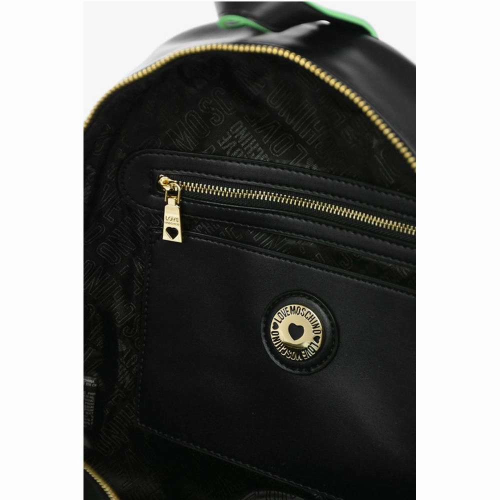 Moschino LOVE Logoed Shoulder Strap Faux Leather SAFETY Backpack