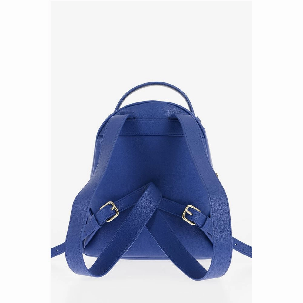 Moschino LOVE Solid Color Faux Leather Backpack with Golden Logo