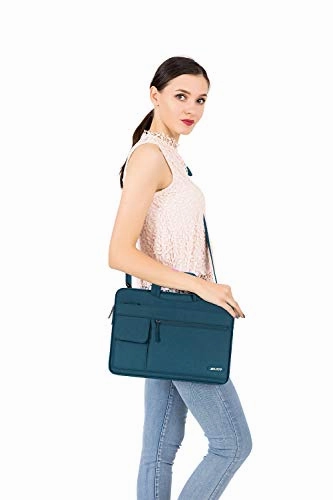 MOSISO Laptop Shoulder Bag Compatible 2018 New MacBook Air 13 A1932 Retina Display/MacBook Pro 13 A1989 A1706 A1708 USB-C 2018-2016/Surface Pro 6/5/4/3, Polyester Flapover Briefcase Sleeve, Deep Teal