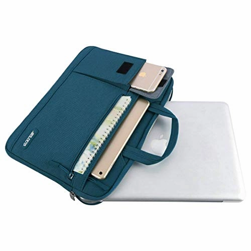 MOSISO Laptop Shoulder Bag Compatible 2018 New MacBook Air 13 A1932 Retina Display/MacBook Pro 13 A1989 A1706 A1708 USB-C 2018-2016/Surface Pro 6/5/4/3, Polyester Flapover Briefcase Sleeve, Deep Teal