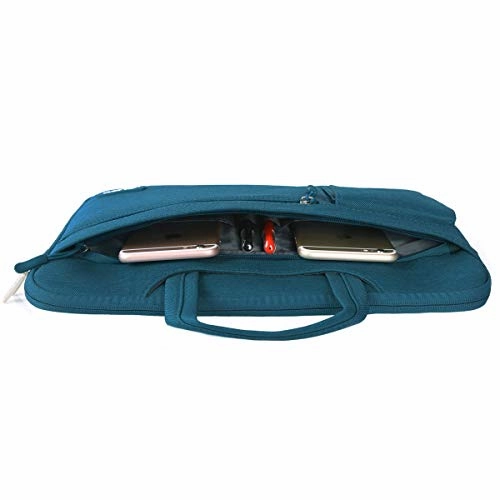 MOSISO Laptop Shoulder Bag Compatible 2018 New MacBook Air 13 A1932 Retina Display/MacBook Pro 13 A1989 A1706 A1708 USB-C 2018-2016/Surface Pro 6/5/4/3, Polyester Flapover Briefcase Sleeve, Deep Teal