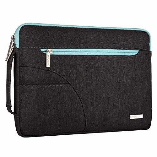 MOSISO Laptop Shoulder Bag Compatible 2018 New MacBook Air 13 A1932 Retina Display/MacBook Pro 13 A1989 A1706 A1708 USB-C 2018 2017 2016/Surface Pro 6/5/4/3,Polyester Briefcase Sleeve,Black & Hot Blue