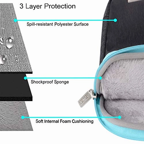 MOSISO Laptop Shoulder Bag Compatible 2018 New MacBook Air 13 A1932 Retina Display/MacBook Pro 13 A1989 A1706 A1708 USB-C 2018 2017 2016/Surface Pro 6/5/4/3,Polyester Briefcase Sleeve,Black & Hot Blue