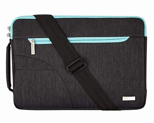 MOSISO Laptop Shoulder Bag Compatible 2018 New MacBook Air 13 A1932 Retina Display/MacBook Pro 13 A1989 A1706 A1708 USB-C 2018 2017 2016/Surface Pro 6/5/4/3,Polyester Briefcase Sleeve,Black & Hot Blue