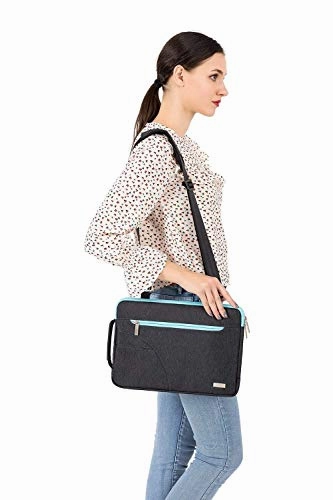 MOSISO Laptop Shoulder Bag Compatible 2018 New MacBook Air 13 A1932 Retina Display/MacBook Pro 13 A1989 A1706 A1708 USB-C 2018 2017 2016/Surface Pro 6/5/4/3,Polyester Briefcase Sleeve,Black & Hot Blue