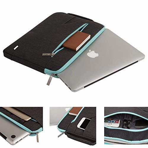 MOSISO Laptop Shoulder Bag Compatible 2018 New MacBook Air 13 A1932 Retina Display/MacBook Pro 13 A1989 A1706 A1708 USB-C 2018 2017 2016/Surface Pro 6/5/4/3,Polyester Briefcase Sleeve,Black & Hot Blue