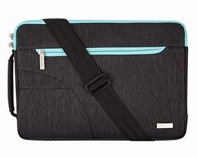 MOSISO Laptop Shoulder Bag Compatible 2018 New MacBook Air 13 A1932 Retina Display/MacBook Pro 13 A1989 A1706 A1708 USB-C 2018 2017 2016/Surface Pro 6/5/4/3,Polyester Briefcase Sleeve,Black & Hot Blue