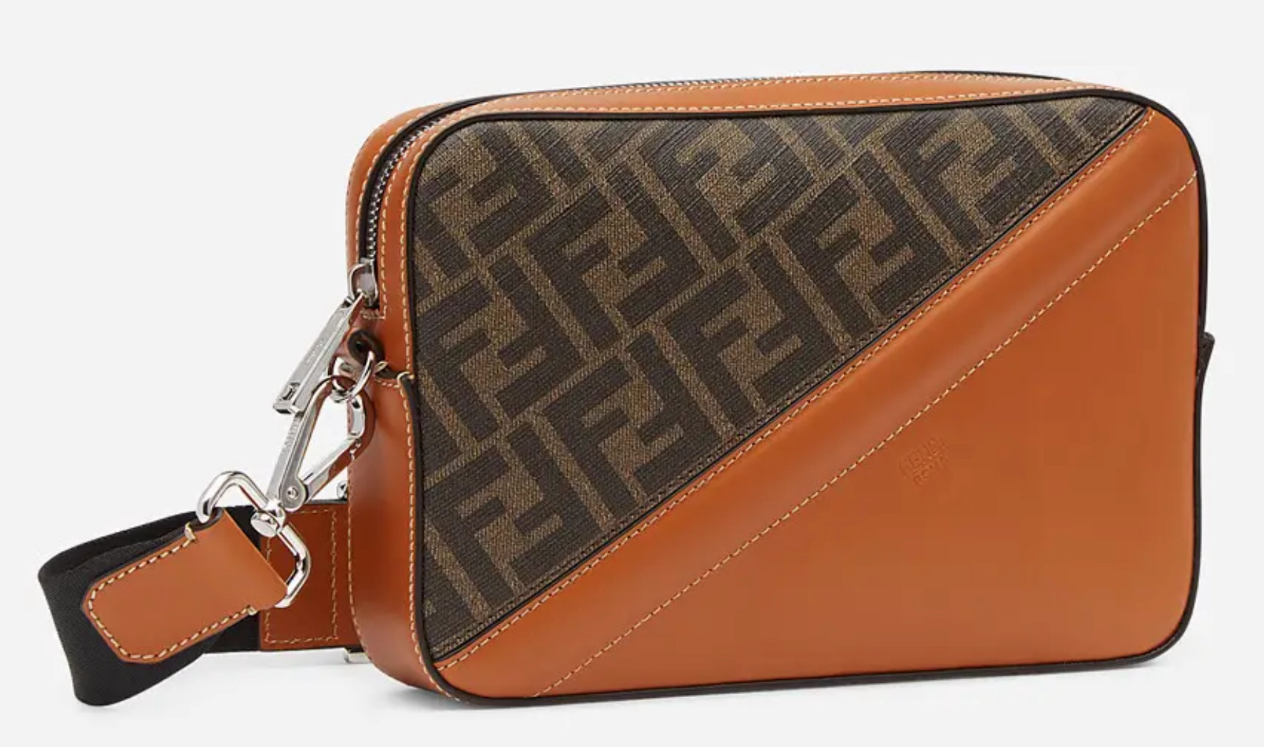 Multicolor Fabric and Leather Medium Camera Case Crossbody Bag