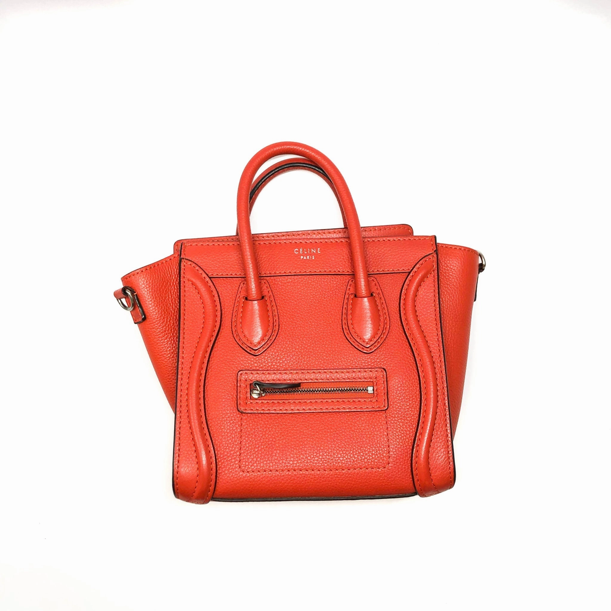 Nano Vermillion Orange Luggage Tote Crossbody Bag