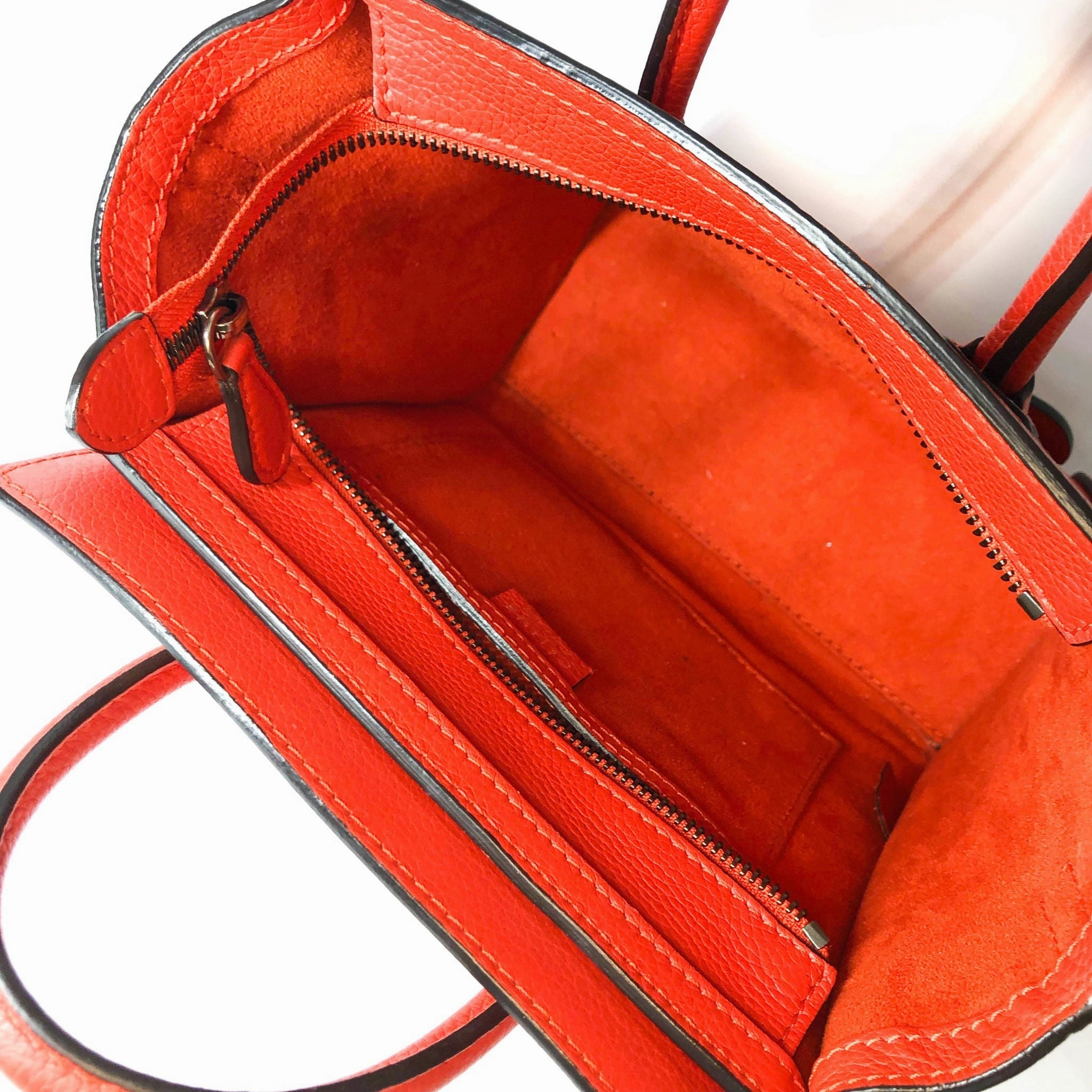Nano Vermillion Orange Luggage Tote Crossbody Bag