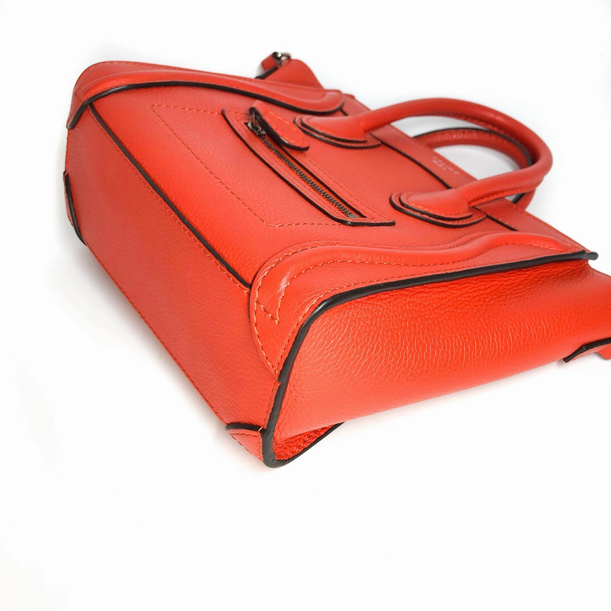Nano Vermillion Orange Luggage Tote Crossbody Bag