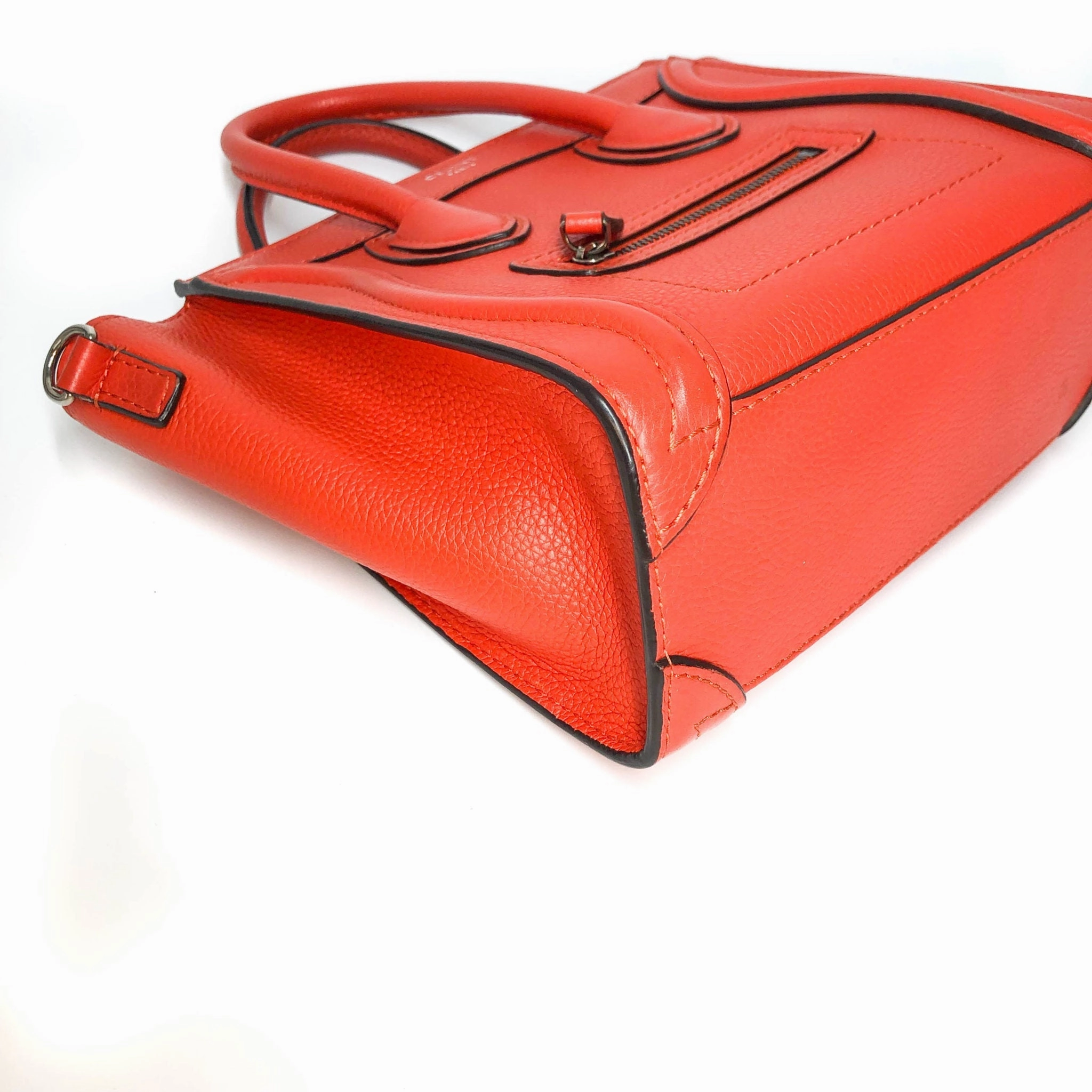Nano Vermillion Orange Luggage Tote Crossbody Bag