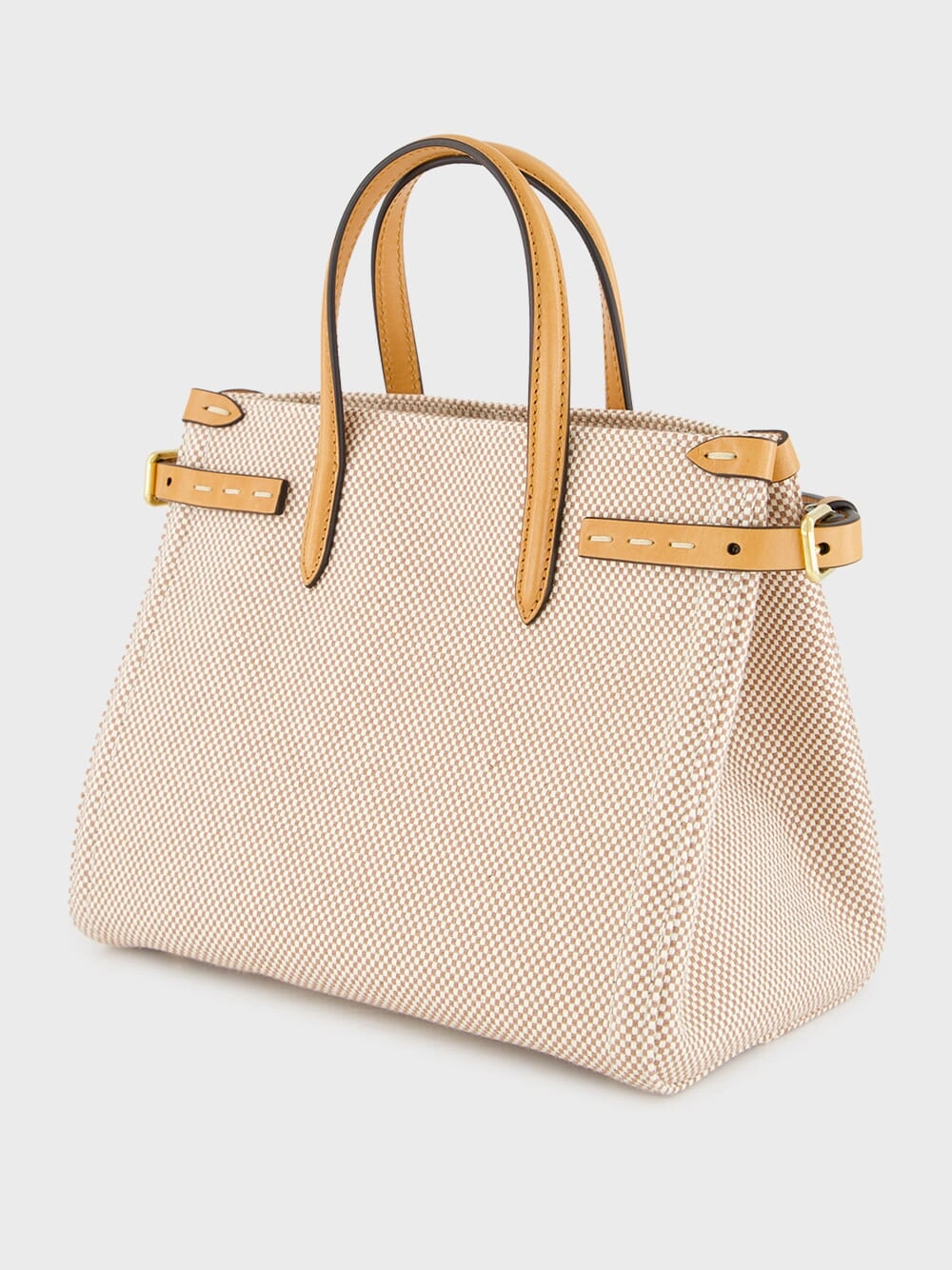 Natural and Tobacco Antibes Small Canvas Shopping Bag