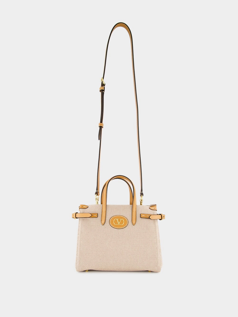 Natural and Tobacco Antibes Small Canvas Shopping Bag
