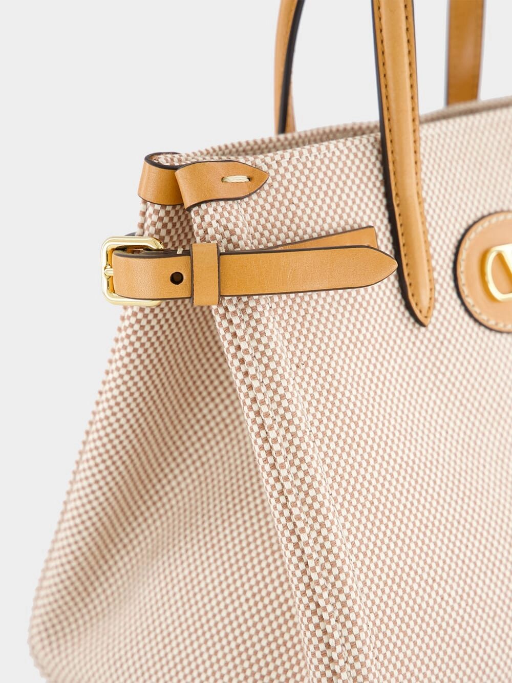 Natural and Tobacco Antibes Small Canvas Shopping Bag